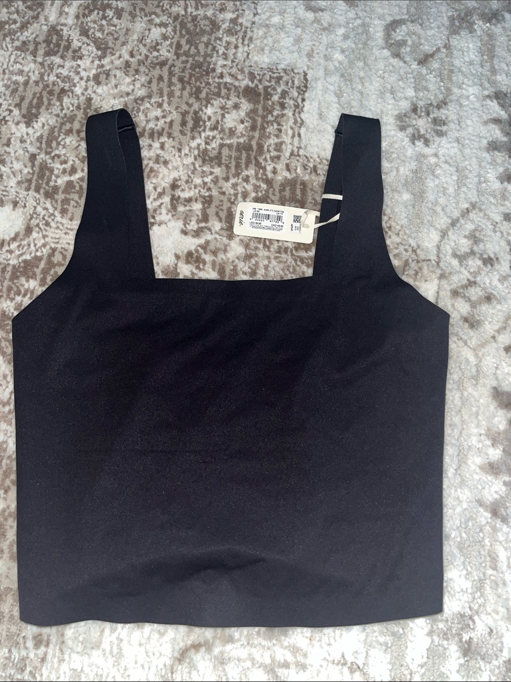 aerie Black Square-Neck Crop Tank